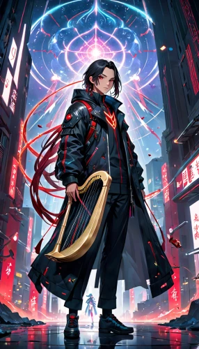 cyberpunk,transistor,sci fiction illustration,cg artwork,cyber,fullmetal alchemist edward elric,red matrix,game illustration,cybernetics,yukio,matrix,cyber glasses,persona,metaverse,magician,pandemic,sigma,the wanderer,would a background,conductor,Anime,Anime,General