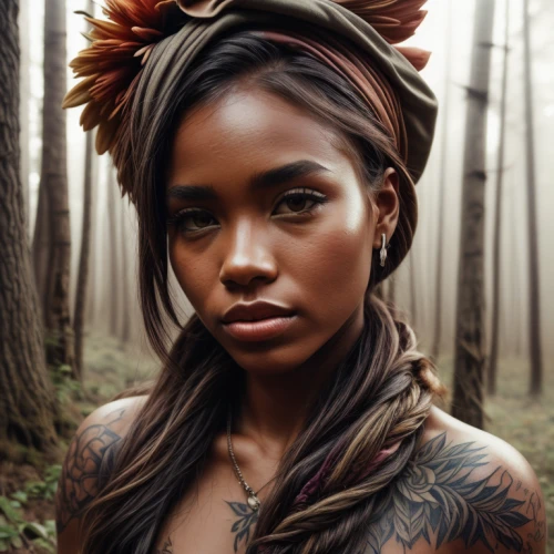 polynesian girl,aborigine,headdress,beautiful bonnet,feather headdress,indian headdress,african american woman,tattoo girl,headpiece,native american,brown hat,african woman,warrior woman,beautiful african american women,black woman,maori,leather hat,polynesian,aborigines,faerie