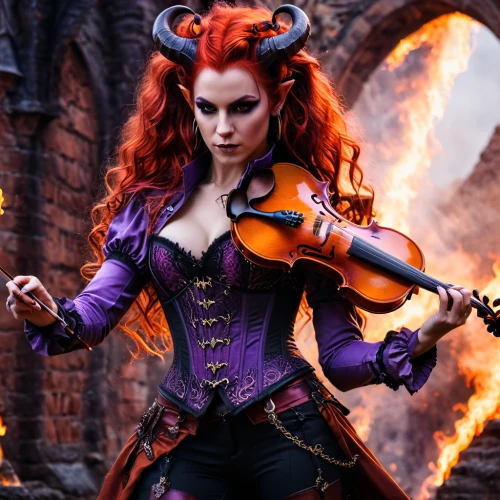 sorceress,fire-eater,the enchantress,fantasy woman,clary,violin woman,fiery,woman playing violin,huntress,fire devil,fire heart,violist,cosplay image,fire eater,violinist violinist,fire siren,viola,fire artist,violin,steampunk,Photography,General,Fantasy