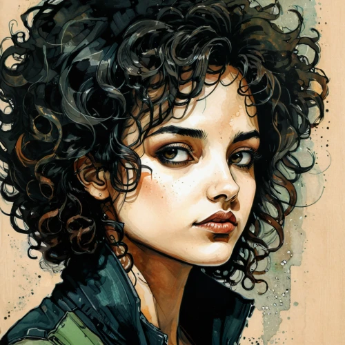 girl portrait,portrait of a girl,clementine,bouffant,mystical portrait of a girl,fantasy portrait,afro,fashion illustration,young girl,brook,young woman,rosa curly,david bates,illustrator,painted lady,romantic portrait,girl drawing,selanee henderon,artist portrait,fantasy art,Illustration,Realistic Fantasy,Realistic Fantasy 23