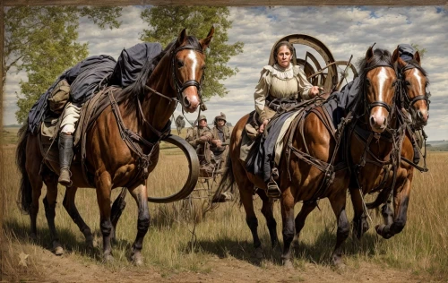 horse riders,horse herder,endurance riding,man and horses,stagecoach,hunting scene,western riding,horseback,cavalry,horse harness,horsemanship,horse herd,two-horses,pilgrims,horses,horseman,oil painting,horse tack,horse drawn,covered wagon,Game Scene Design,Game Scene Design,Ancient Warfare