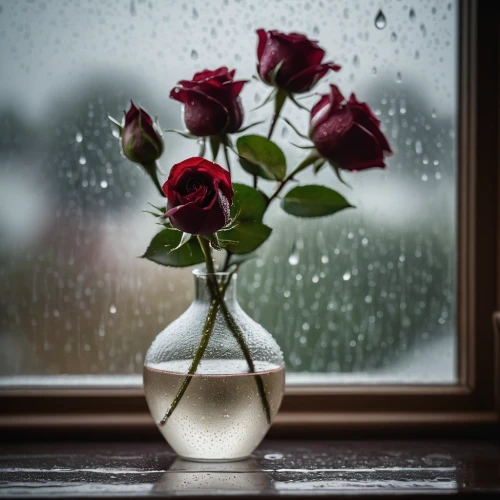 red rose in rain,raindrop rose,rose arrangement,rainy day,romantic rose,rain on window,spray roses,winter rose,red rose,red roses,windowsill,still life photography,dry rose,landscape rose,roses frame,with roses,dried rose,frame rose,rosebush,flower vase,Photography,General,Cinematic