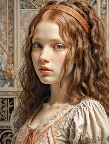 portrait of a girl,young girl,lace wig,orsay,mystical portrait of a girl,female doll,orange blossom,jessamine,cepora judith,baroque angel,young woman,rococo,botticelli,girl in a historic way,girl portrait,young lady,baroque,girl with bread-and-butter,doll's facial features,cinnamon girl