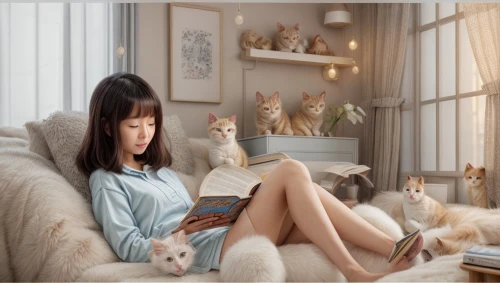 cat furniture,japanese bobtail,cat's cafe,cat lovers,e-book readers,girl studying,reading,little girl reading,cat family,cat frame,women's novels,relaxing reading,cat image,e-reader,reading glasses,domestic cat,readers,read a book,cat mom,ereader,Common,Common,Natural