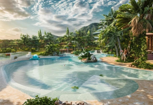 tropical island,tropical house,tropical jungle,resort,holiday villa,outdoor pool,mahogany bay,curacao,caribbean,dominican republic,the caribbean,iberostar,tropics,infinity swimming pool,belize,gaylord palms hotel,underwater oasis,3d rendering,punta-cana,bahamas