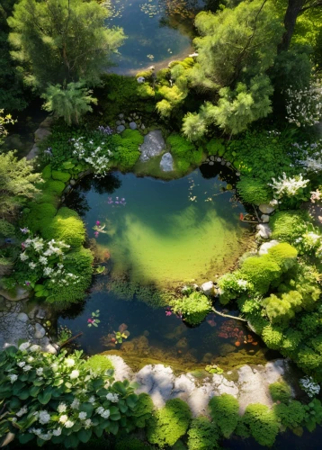 garden pond,mountain spring,lily pond,japanese garden,pond flower,koi pond,japan garden,pond,crescent spring,fish pond,water scape,pond plants,flower water,lilly pond,clear stream,japanese garden ornament,water spring,green trees with water,water lilies,green water,Photography,General,Natural