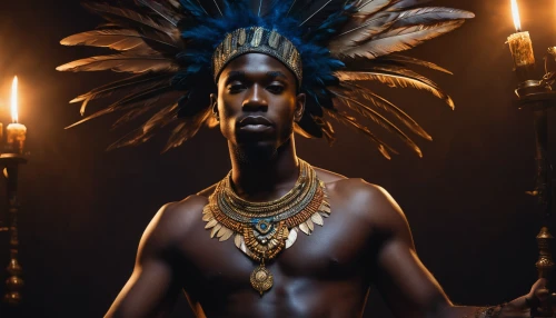 african art,aborigine,pharaonic,pharaoh,tribal chief,african boy,african culture,african man,headdress,tutankhamun,tutankhamen,afar tribe,sadu,afro american,afro-american,black skin,king caudata,aborigines,shamanic,african,Photography,General,Fantasy