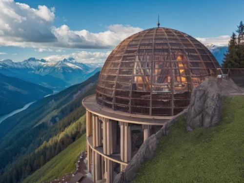 alpine restaurant,alpine hut,roof domes,observatory,the observation deck,eco-construction,observation deck,round hut,house in mountains,house in the mountains,mountain hut,musical dome,mountain station,säntis,watzmann southern tip,eggishorn,dome,lookout tower,schilthorn,eco hotel