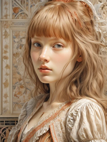 portrait of a girl,young girl,mystical portrait of a girl,emile vernon,child portrait,girl portrait,girl with cloth,fantasy portrait,little girl in wind,girl in a historic way,child girl,cinnamon girl,eglantine,young woman,romantic portrait,the little girl,regard,baroque angel,girl in cloth,blond girl