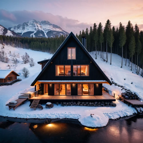 the cabin in the mountains,house in mountains,house in the mountains,winter house,beautiful home,log home,mountain hut,chalet,house with lake,mountain huts,log cabin,emerald lake,snow house,house by the water,floating huts,snowed in,snow roof,alpine style,inverted cottage,luxury property,Photography,General,Natural