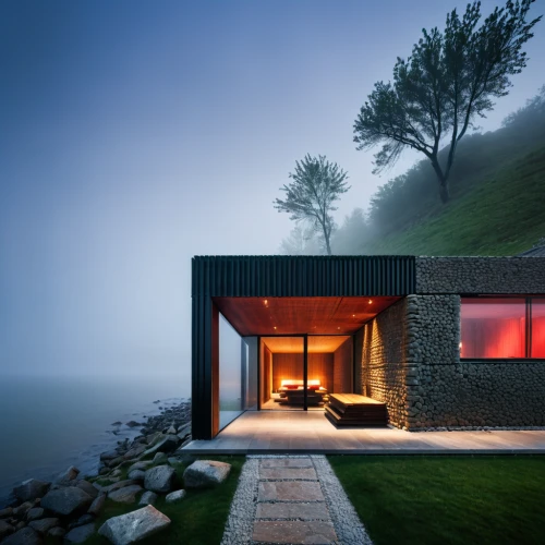 house with lake,house by the water,cubic house,corten steel,cube house,house in mountains,dunes house,inverted cottage,cube stilt houses,modern house,house in the mountains,floating huts,modern architecture,swiss house,pool house,summer house,holiday home,cooling house,private house,the cabin in the mountains,Photography,General,Natural