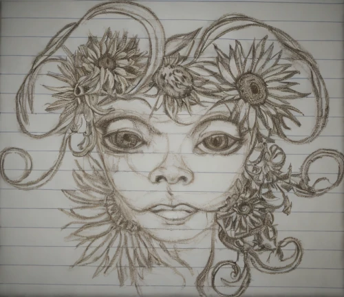 floral doodles,girl in a wreath,dryad,rose flower drawing,elven flower,flower drawing,girl in flowers,tendrils,faun,faerie,faery,flower line art,floral wreath,tiger lily,zodiac sign gemini,flower fairy,doodles,passionflower,lotus art drawing,wilted