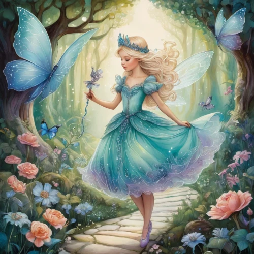 rosa 'the fairy,cinderella,rosa ' the fairy,fairy world,faerie,fairy tale character,fairy,flower fairy,garden fairy,fantasia,fae,children's fairy tale,little girl fairy,faery,alice in wonderland,fantasy picture,child fairy,a fairy tale,fairy tale,fairy queen,Illustration,Abstract Fantasy,Abstract Fantasy 11
