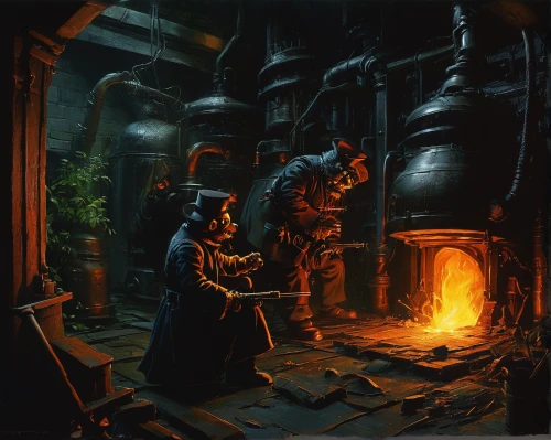 blacksmith,candlemaker,dungeons,dark cabinetry,dwarf cookin,smelting,metallurgy,game illustration,tinsmith,dungeon,prejmer,furnace,fireplaces,cauldron,charcoal kiln,steelworker,metalsmith,heroic fantasy,catacombs,apothecary,Art,Classical Oil Painting,Classical Oil Painting 15