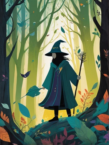 witch broom,witch's hat,wizard,witch hat,witch,the witch,the wizard,forest man,halloween witch,witches hat,halloween illustration,witches' hats,wander,witches,hatter,mage,the woods,forest walk,farmer in the woods,haunted forest,Illustration,Vector,Vector 08