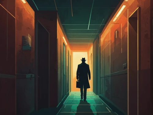 detective,sci fiction illustration,game illustration,inspector,investigator,hallway,walking man,eleven,live escape game,play escape game live and win,slender,holmes,hotel man,corridor,stranger,the morgue,man silhouette,bellboy,mystery man,blind alley,Conceptual Art,Daily,Daily 20