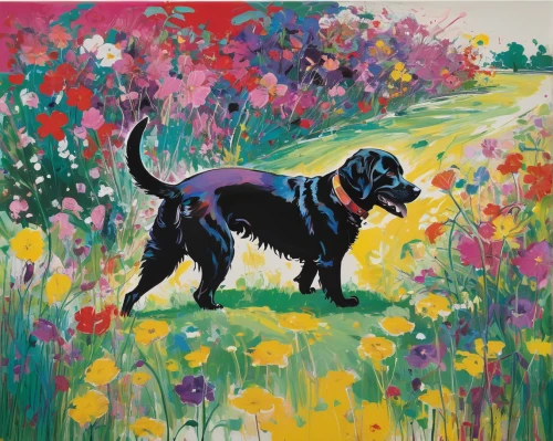 blue picardy spaniel,field spaniel,giant schnauzer,artois hound,kerry blue terrier,picardy spaniel,pont-audemer spaniel,bruno jura hound,black russian terrier,patterdale terrier,spaniel,schnauzer,tibetan terrier,standard schnauzer,portuguese water dog,dog illustration,color dogs,flat-coated retriever,scent hound,gordon setter,Conceptual Art,Graffiti Art,Graffiti Art 06