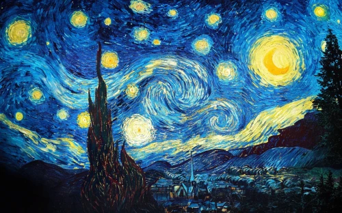 starry night,vincent van gough,vincent van gogh,post impressionism,the night sky,starry sky,astronomy,night stars,art painting,the universe,night scene,the stars,celestial bodies,art paint,space art,post impressionist,the moon and the stars,motif,night image,night sky