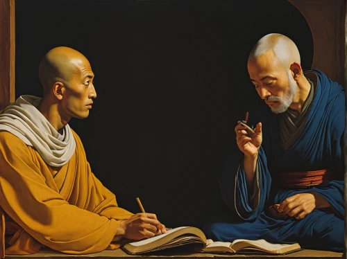 monks,buddhists monks,exchange of ideas,contemporary witnesses,meticulous painting,conversation,the death of socrates,painting technique,khokhloma painting,middle eastern monk,theravada buddhism,buddhists,the listening,consultation,preachers,mediation,talking,church painting,buddhist monk,disciples,Art,Classical Oil Painting,Classical Oil Painting 22