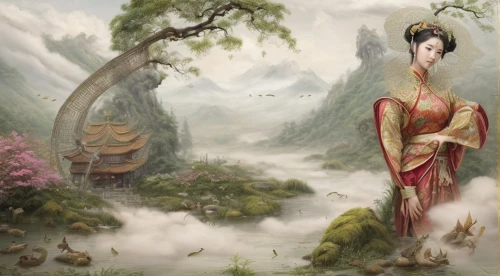 chinese art,oriental painting,oriental princess,japanese art,geisha girl,oriental girl,fantasy picture,geisha,yi sun sin,oriental,taiwanese opera,world digital painting,xing yi quan,mulan,fantasy art,mystical portrait of a girl,fantasy portrait,yunnan,rou jia mo,orientalism,Game Scene Design,Game Scene Design,Chinese Martial Arts Fantasy