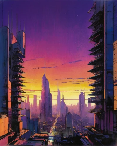 cityscape,futuristic landscape,cyberpunk,metropolis,skyscrapers,dystopian,dystopia,evening city,city skyline,fantasy city,dusk,skyline,futuristic,cities,vast,tokyo city,city cities,city at night,skyscraper,destroyed city,Illustration,Paper based,Paper Based 12