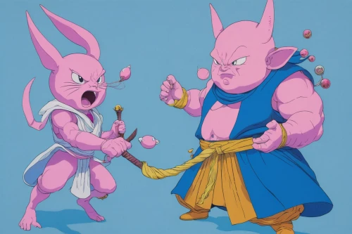 easter banner,aardvark,shallot,dragon ball,dragonball,dragon ball z,nikuman,pink family,confrontation,bonbon,pink double,pitaya,easter card,babi panggang,easter theme,fighting poses,cancer illustration,valentine banner,vegeta,rabbit pulling carrot,Illustration,Japanese style,Japanese Style 16