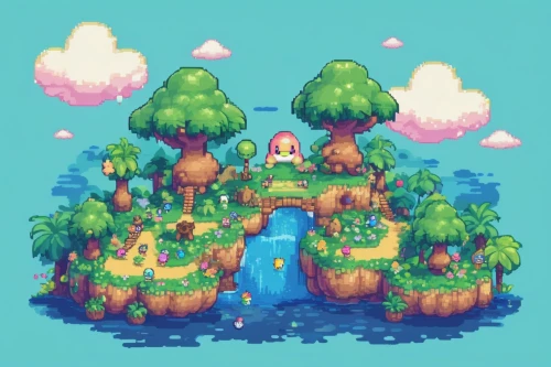 fairy village,mushroom island,wishing well,fairy chimney,fairy house,fairy forest,a small waterfall,floating island,fairy world,mushroom landscape,bird kingdom,island,floating islands,small landscape,water castle,a small lake,treehouse,mountain spring,water spring,pigeon spring,Unique,Pixel,Pixel 02