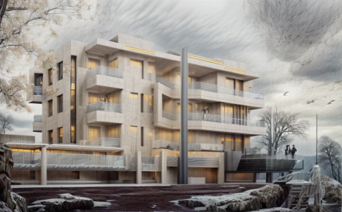 3d rendering,appartment building,house hevelius,apartment block,ludwig erhard haus,åkirkeby,kirrarchitecture,apartment building,winter house,cubic house,archidaily,arq,residential,apartment house,borås,apartments,digital compositing,habitat 67,arhitecture,modern architecture