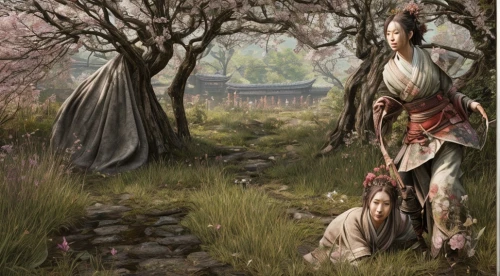 plum blossoms,yi sun sin,chinese art,oriental painting,the cherry blossoms,japanese art,sakura trees,hanbok,japanese sakura background,geisha,korean culture,sakura tree,xing yi quan,plum blossom,japanese cherry trees,japanese floral background,geisha girl,cherry trees,shuanghuan noble,cold cherry blossoms,Game Scene Design,Game Scene Design,Japanese Martial Arts