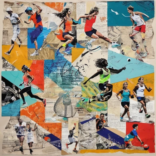 women's handball,sports wall,track and field athletics,modern pentathlon,the sports of the olympic,olympic summer games,women's lacrosse,collage,middle-distance running,athletics,long-distance running,olympic games,sports,2016 olympics,individual sports,heptathlon,postage stamps,track and field,wall & ball sports,multi-sport event,Unique,Paper Cuts,Paper Cuts 06