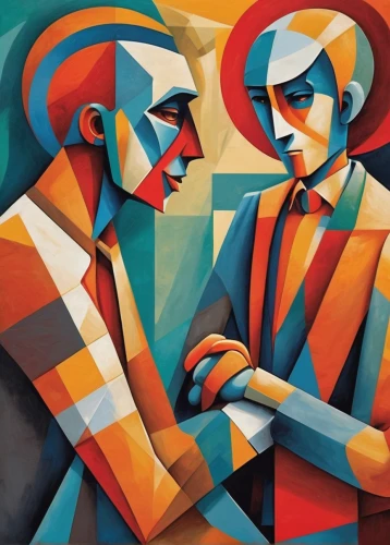 conversation,musicians,blues and jazz singer,art deco,gentleman icons,two people,art deco woman,roaring twenties couple,contemporary witnesses,courtship,exchange of ideas,man and boy,cubism,olle gill,chess icons,man and woman,people talking,argentinian tango,dancing couple,vintage man and woman,Art,Artistic Painting,Artistic Painting 45