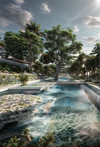 landscape design sydney,landscape designers sydney,3d rendering,infinity swimming pool,artificial island,artificial islands,diamond lagoon,underwater oasis,virtual landscape,thermal spring,futuristic landscape,render,garden design sydney,waterscape,outdoor pool,3d rendered,lagoon,resort,tropical island,swimming pool