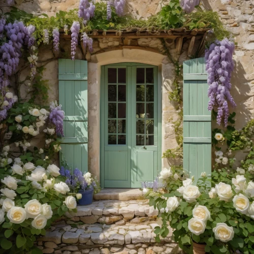 provence,giverny,french windows,garden door,provencal life,cottage garden,france,flower shop,south france,blue door,home door,flower wall en,flower booth,country cottage,dordogne,wisteria,blue doors,window with shutters,open door,normandy,Photography,General,Natural