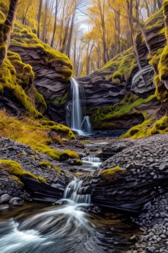 mountain stream,flowing creek,brown waterfall,flowing water,bridal veil fall,rushing water,a small waterfall,ilse falls,water flow,cascading,water flowing,mountain spring,streams,waterfalls,ash falls,fall landscape,wasserfall,water fall,brook landscape,water falls,Realistic,Landscapes,Icelandic