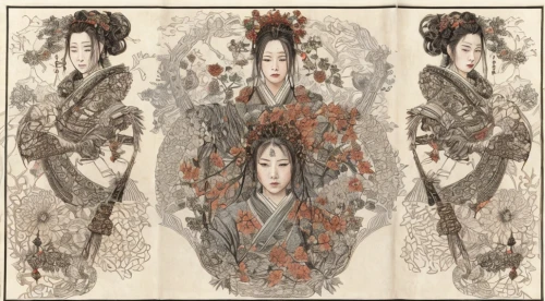 oriental painting,amano,chinese art,kimono fabric,japanese art,geisha,oriental princess,geisha girl,taiwanese opera,shuanghuan noble,plum blossoms,japanese pattern,junshan yinzhen,cd cover,japanese patterns,yi sun sin,japan pattern,suit of the snow maiden,oriental girl,peking opera,Game Scene Design,Game Scene Design,Japanese Martial Arts