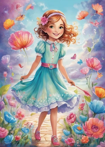 rosa 'the fairy,rosa ' the fairy,little girl fairy,girl in flowers,flower fairy,child fairy,children's background,little girl in pink dress,girl picking flowers,little girl in wind,little girl twirling,fairy tale character,children's fairy tale,flower painting,fairy world,fairies aloft,cinderella,julia butterfly,flower background,falling flowers,Illustration,Abstract Fantasy,Abstract Fantasy 13