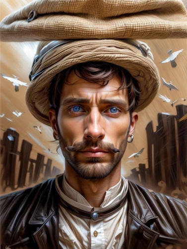 pilgrim,fantasy portrait,world digital painting,abraham lincoln,the wanderer,a carpenter,sci fiction illustration,digital painting,musketeer,game illustration,the roman centurion,lincoln,portrait background,war correspondent,illustrator,artist portrait,indiana jones,fiddler,fantasy art,digital compositing