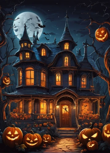 halloween background,halloween scene,halloween wallpaper,halloween illustration,witch's house,halloween and horror,the haunted house,halloween poster,witch house,haunted house,halloween night,halloween pumpkin gifts,jack o lantern,jack o'lantern,halloween,houses clipart,halloween travel trailer,halloween banner,jack-o'-lanterns,halloweenchallenge,Illustration,American Style,American Style 01
