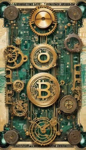 electronic money,cryptography,bitcoins,crypto-currency,bit coin,bitcoin mining,clockwork,digital currency,cryptocoin,clockmaker,btc,steampunk,crypto currency,bitcoin,block chain,turbographx-16,steampunk gears,random access memory,circuit board,cryptocurrency,Conceptual Art,Fantasy,Fantasy 25