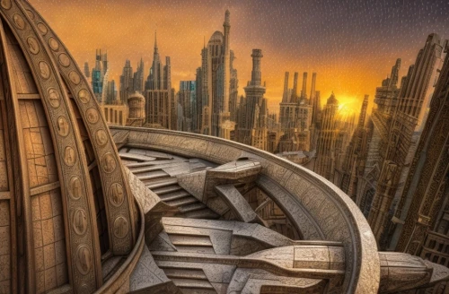 futuristic architecture,futuristic landscape,millenium falcon,sci fiction illustration,stargate,futuristic art museum,sci-fi,sci - fi,metropolis,ancient city,sci fi,cg artwork,cardassian-cruiser galor class,dystopian,dreadnought,scifi,carrack,futuristic,winding steps,sky space concept,Common,Common,Photography