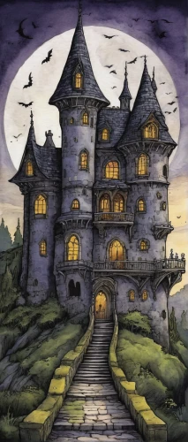 witch's house,haunted castle,fairy tale castle,ghost castle,witch house,castle of the corvin,the haunted house,fairytale castle,knight's castle,halloween illustration,halloween poster,haunted house,halloween background,halloween paper,bethlen castle,halloween scene,gold castle,medieval castle,castle bran,castle,Illustration,Paper based,Paper Based 28