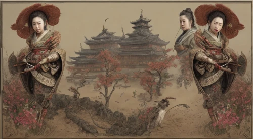 shuanghuan noble,oriental painting,yi sun sin,chinese art,geisha,taiwanese opera,hwachae,goki,geisha girl,xing yi quan,wuchang,zui quan,chinese background,chinese icons,samurai,taijiquan,japanese art,jeongol,chinese style,japanese icons,Game Scene Design,Game Scene Design,Japanese Martial Arts