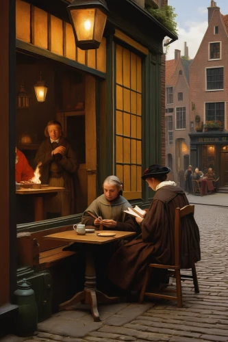 dutch coffee,woman at cafe,woman drinking coffee,people reading newspaper,dutch,street cafe,netherlands,girl studying,flemish,parisian coffee,blonde woman reading a newspaper,children studying,the coffee shop,bruges,paris cafe,coffee shop,the netherlands,watchmaker,amsterdam,bremen town musicians,Art,Classical Oil Painting,Classical Oil Painting 41