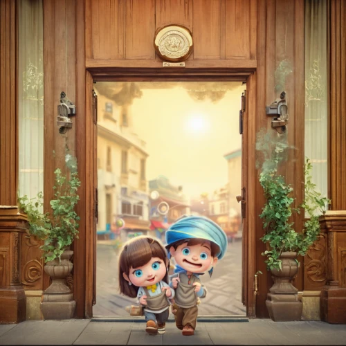 cute cartoon image,little boy and girl,toy's story,children's background,girl and boy outdoor,vintage boy and girl,kids illustration,shanghai disney,french digital background,cute cartoon character,toy story,cg artwork,boy and girl,animated cartoon,pinocchio,game illustration,background image,digital compositing,home door,detective conan
