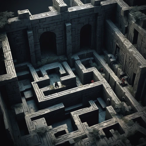 ancient city,hollow blocks,ancient buildings,mausoleum ruins,dungeon,hashima,labyrinth,excavation,dungeons,ancient roman architecture,ancient civilization,maze,tombs,ancient building,ancient house,catacombs,ghost castle,ruins,ruin,the ancient world,Conceptual Art,Fantasy,Fantasy 10
