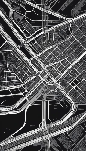 urban design,freeway,intersection,urban development,aerial landscape,tire tracks,traffic circle,spatialship,roads,circuitry,car outline,urbanization,suburbs,black city,dulles,infrastructure,urban landscape,aerial photography,highway roundabout,winding roads,Illustration,Black and White,Black and White 19