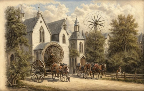 church painting,village scene,delft,caravanserai,horse-drawn carriage,bremen town musicians,19th century,covered wagon,nidaros cathedral,pilgrims,riding school,medieval market,münsterland,rathauskeller,stagecoach,street scene,stables,spanish missions in california,horse-drawn vehicle,gothic church,Game Scene Design,Game Scene Design,Medieval