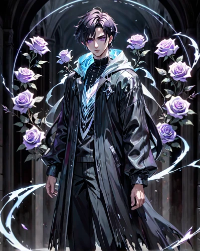 purple rose,ironweed,purple lilac,rich purple,magus,the son of lilium persicum,petals purple,yukio,corvin,dark purple,dodge warlock,imperial coat,shinigami,count,grimm reaper,phantom,mage,psychic vampire,gladiolus,purple frame,Anime,Anime,General