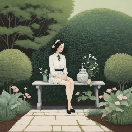 girl in the garden,lily of the field,tea ceremony,garden bench,green garden,in the garden,sake gardens,junshan yinzhen,garden cosmos,lily of the valley,garden white,tea garden,gardening,japanese garden ornament,secret garden of venus,lilly of the valley,woman sitting,garden party,ikebana,gardenia,Illustration,Abstract Fantasy,Abstract Fantasy 05