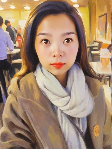 photo painting,asian woman,woman at cafe,world digital painting,phuquy,korean,digital painting,jangdokdae,songpyeon,girl in a long,korean drama,digiart,vietnamese woman,girl-in-pop-art,sujeonggwa,hong,asian girl,digital art,food court,effect pop art